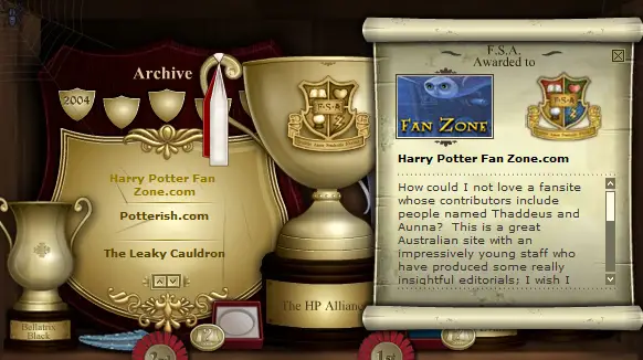 HP Supporters Harry Potter fansite
